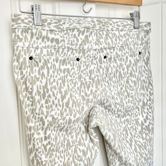 Hue Tan White Animal Leopard Print Mid-Rise Back Pockets Stretch Jegging Large - Picture 7 of 11